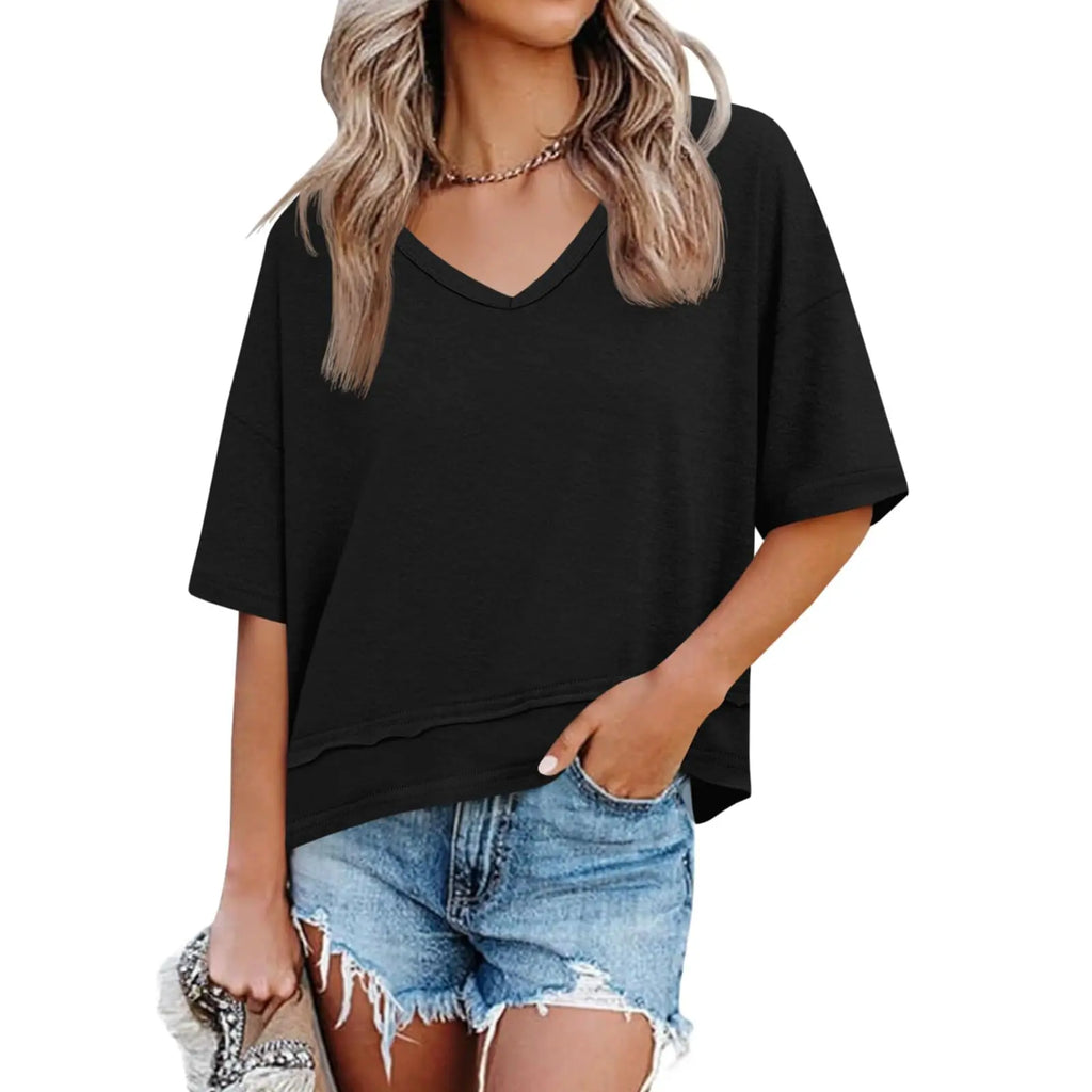 Cicy Bell Women's V Neck Summer T Shirt Casual Flowy Top