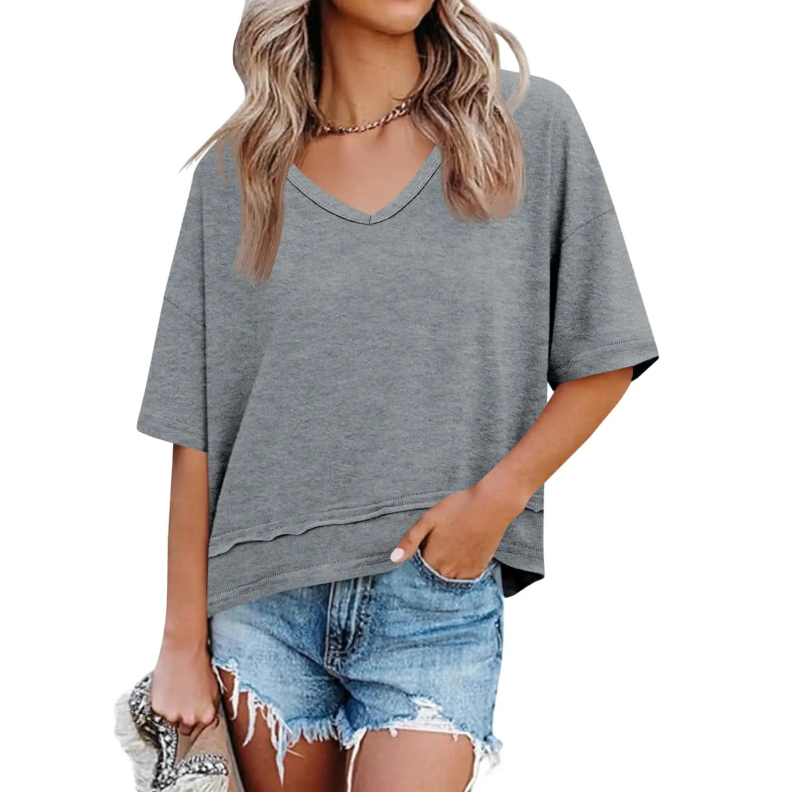 Cicy Bell Women's V Neck Summer T Shirt Casual Flowy Top