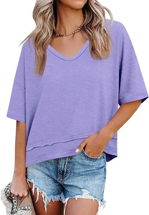 Cicy Bell Women's V Neck Summer T Shirt Casual Flowy Top