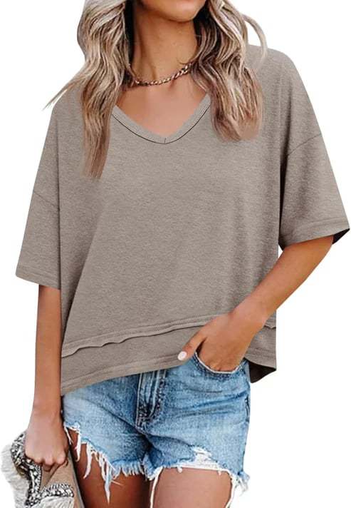 Cicy Bell Women's V Neck Summer T Shirt Casual Flowy Top