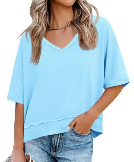 Cicy Bell Women's V Neck Summer T Shirt Casual Flowy Top