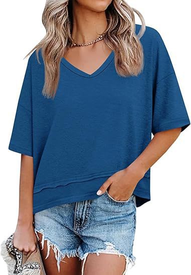 Cicy Bell Women's V Neck Summer T Shirt Casual Flowy Top