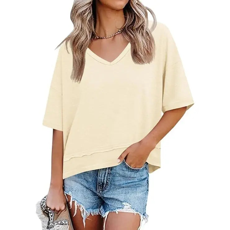 Cicy Bell Women's V Neck Summer T Shirt Casual Flowy Top