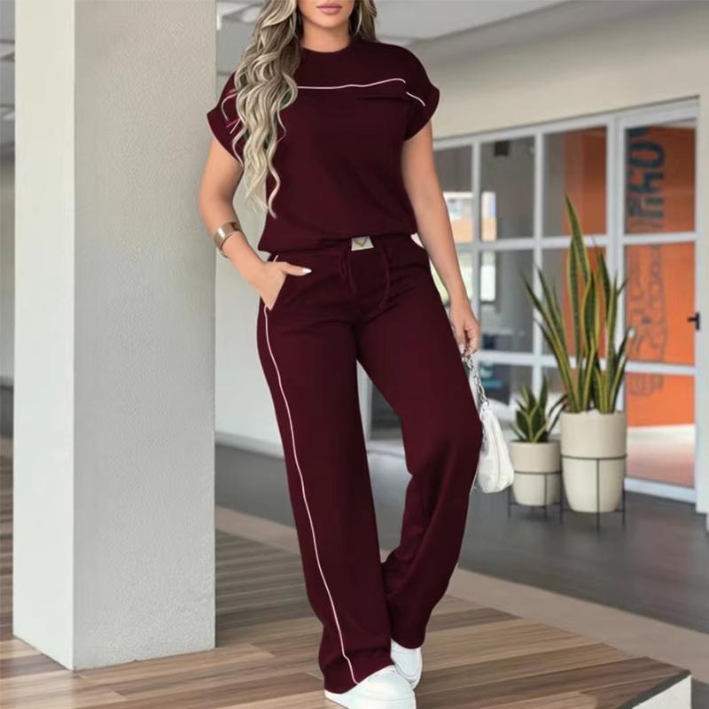 ⏰🔥LIMITED TIME 40% OFF!🔥Women's Casual Short Sleeve Top & Wide Leg Pants Set
